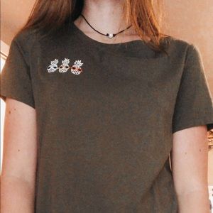 Army green pineapple t shirt